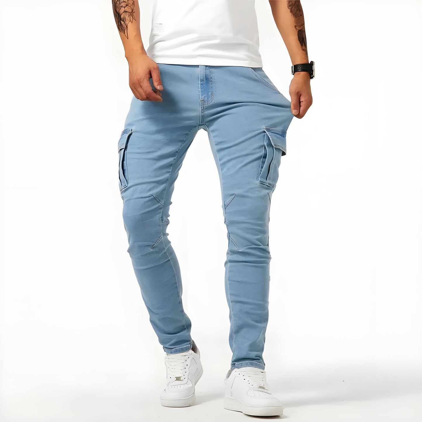 Herren Cargohose schmale Passform Mehrwertige Taschen