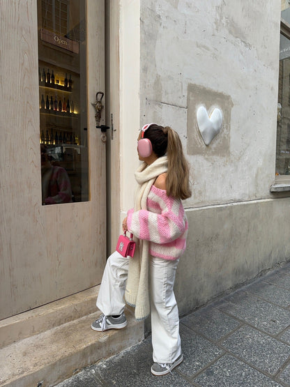 Eveloria Damen Pullover Gestreift Plüschbezug