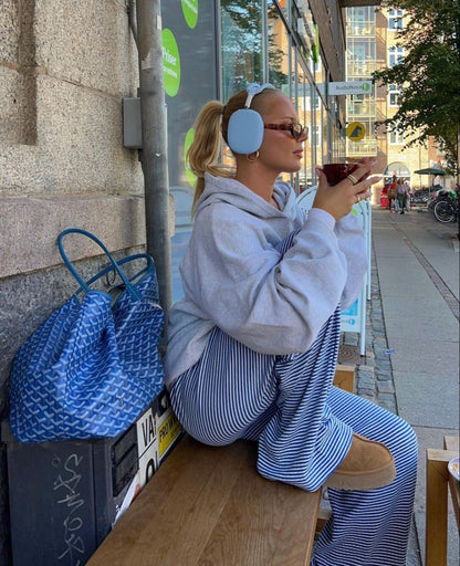 Damen Frühlingshose Gestreift Relaxed Fit