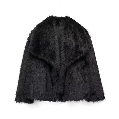 Damen Kurz Winterjacke Faux Fur