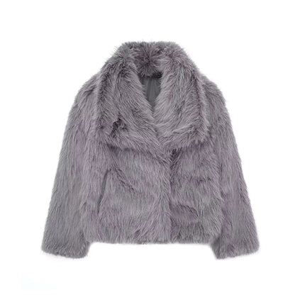 Damen Kurz Winterjacke Faux Fur