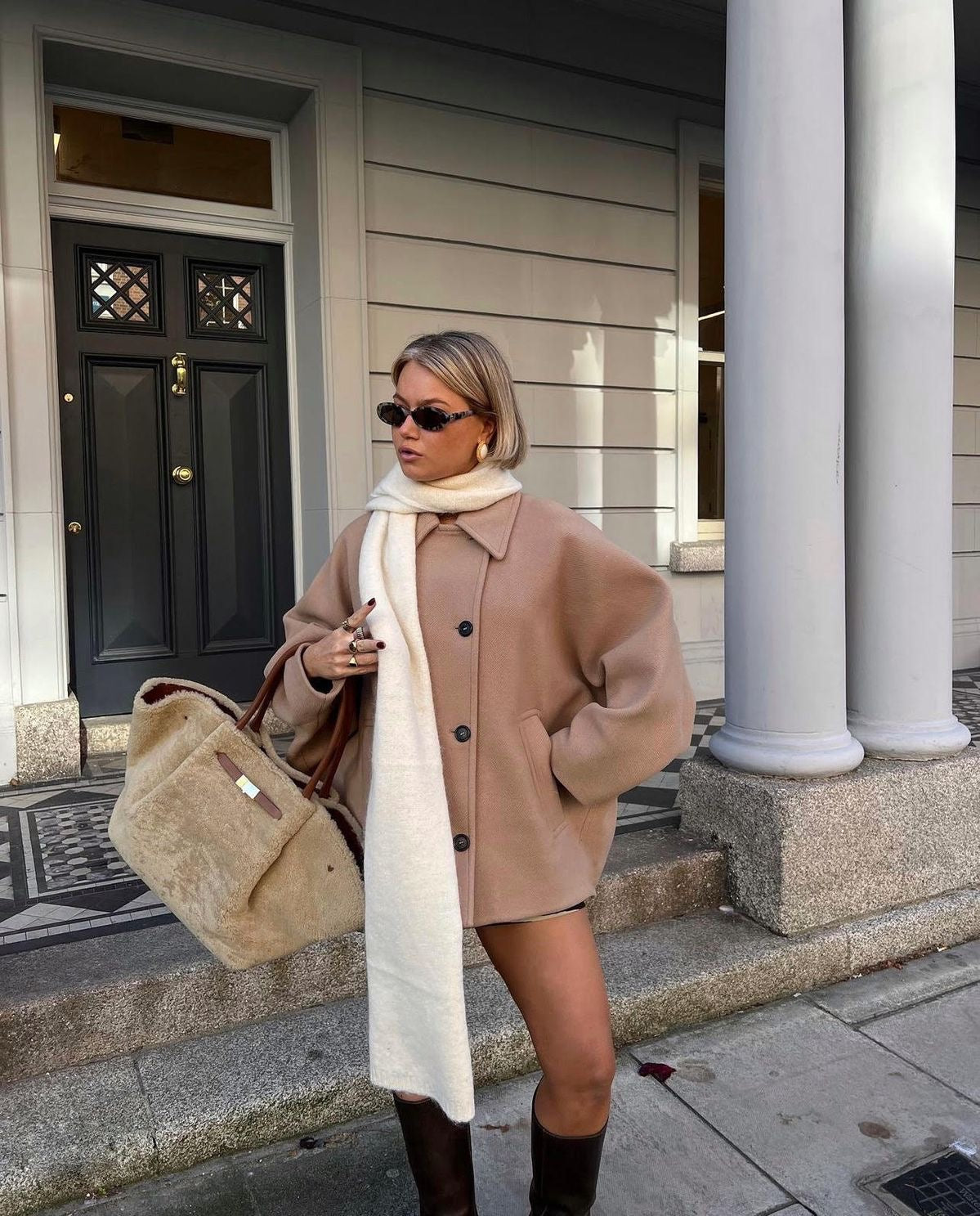 Damen Oversized Wintermantel Gerade Geschnitten