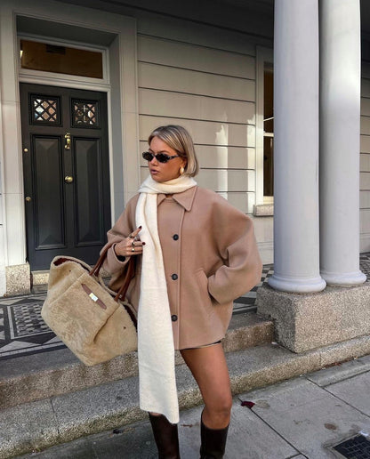 Damen Oversized Wintermantel Gerade Geschnitten