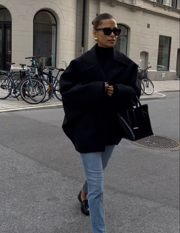 Damen Oversized Wintermantel Gerade Geschnitten