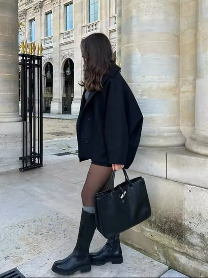 Damen Oversized Wintermantel Gerade Geschnitten