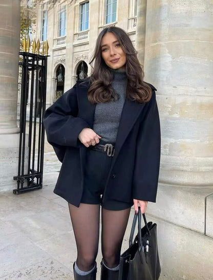 Damen Oversized Wintermantel Gerade Geschnitten