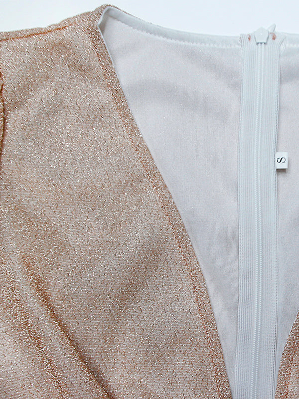 Eveloria Damen Hochzeitskleid Lang Pailletten Champagnerfarben