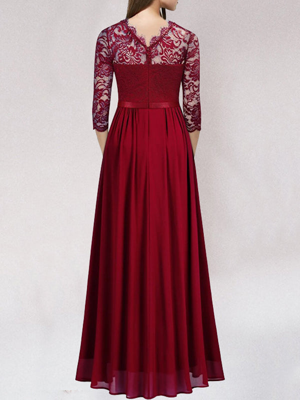 Elegantes Brautjungfernkleid Spitze Lang