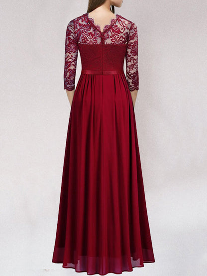 Elegantes Brautjungfernkleid Spitze Lang