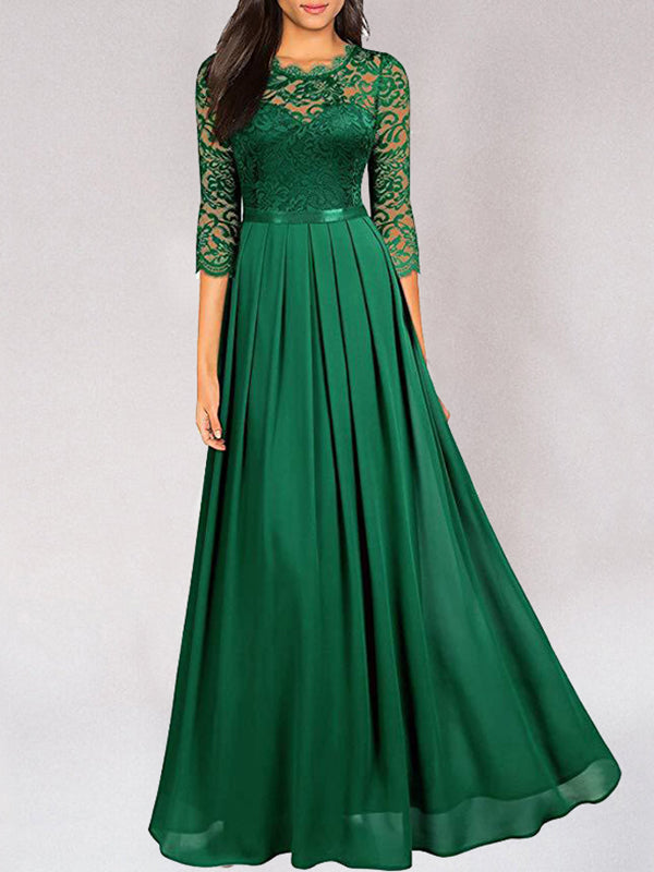 Elegantes Brautjungfernkleid Spitze Lang