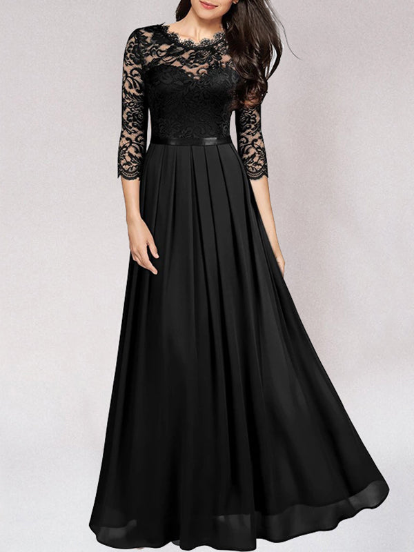 Elegantes Brautjungfernkleid Spitze Lang
