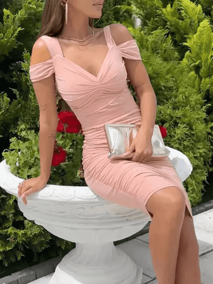 Eveloria Damen Midi-Bodycon-Kleid V-Ausschnitt Rückenfrei Ärmellos - Eveloria