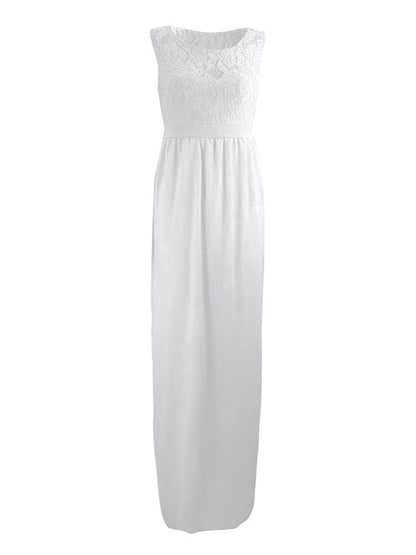 Damen Umstandskleid Spitze Ärmellos Rundhalsausschnitt Boho-Stil