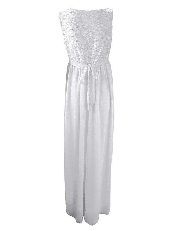 Damen Umstandskleid Spitze Ärmellos Rundhalsausschnitt Boho-Stil