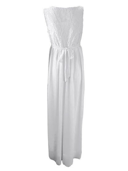 Damen Umstandskleid Spitze Ärmellos Rundhalsausschnitt Boho-Stil