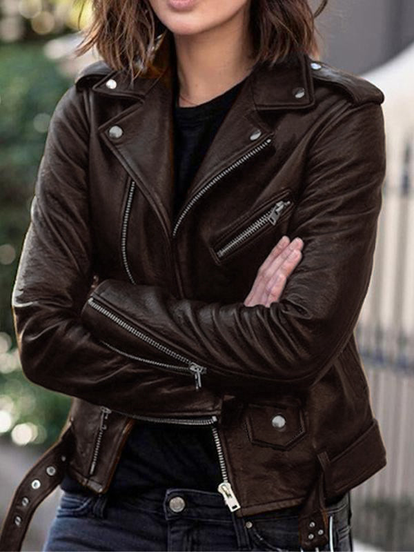 Eveloria Damen Jacke Kunstmaterial Reißverschluss