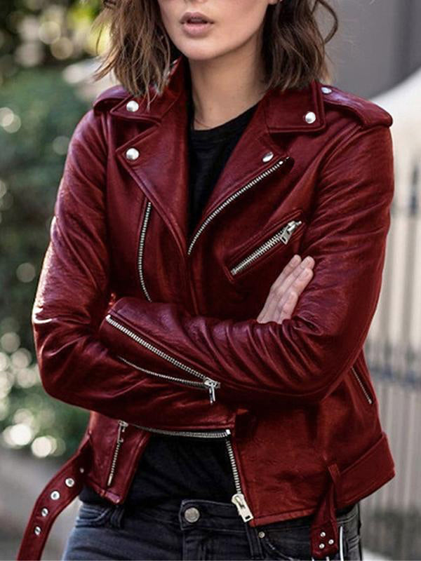 Eveloria Damen Jacke Kunstmaterial Reißverschluss