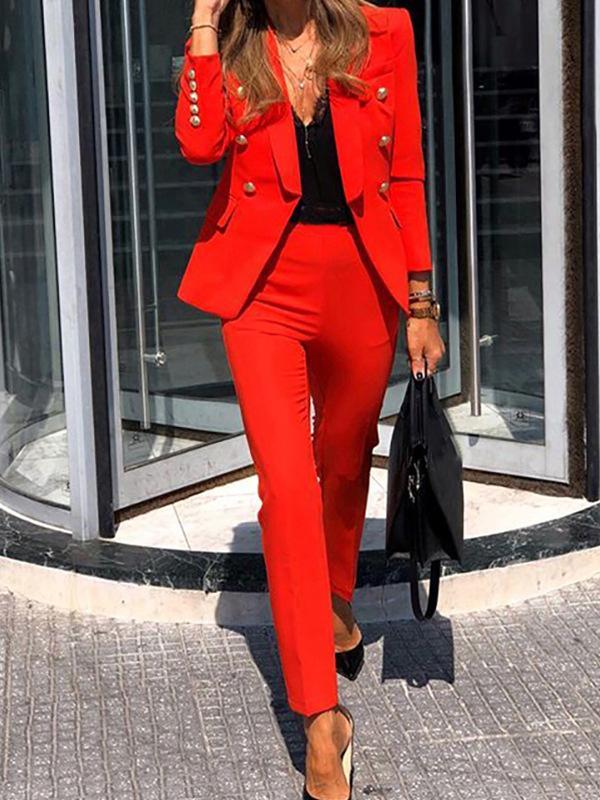 Damen Zweiteiliger Anzug Blazer und Hose Elegant