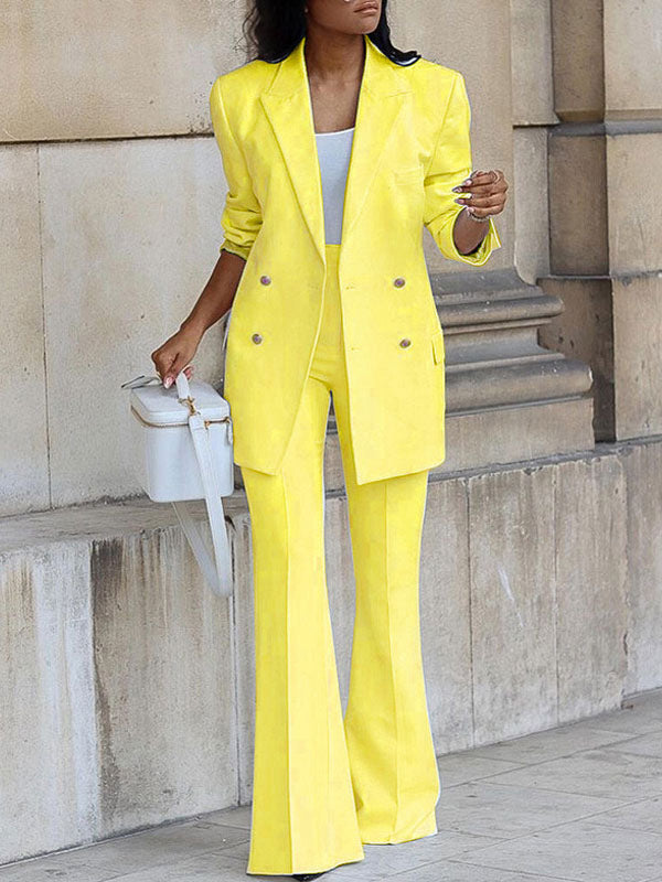 Damen Zweiteiliger Hosenanzug Büro-Blazer Langarm Elegant
