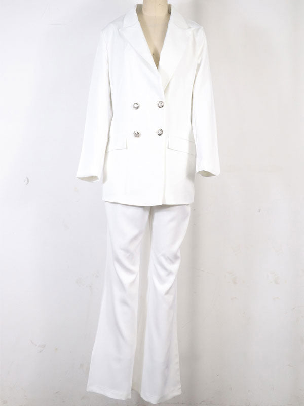 Damen Zweiteiliger Hosenanzug Büro-Blazer Langarm Elegant