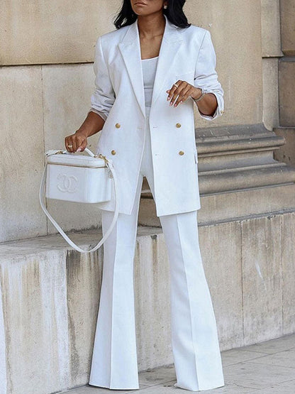 Damen Zweiteiliger Hosenanzug Büro-Blazer Langarm Elegant