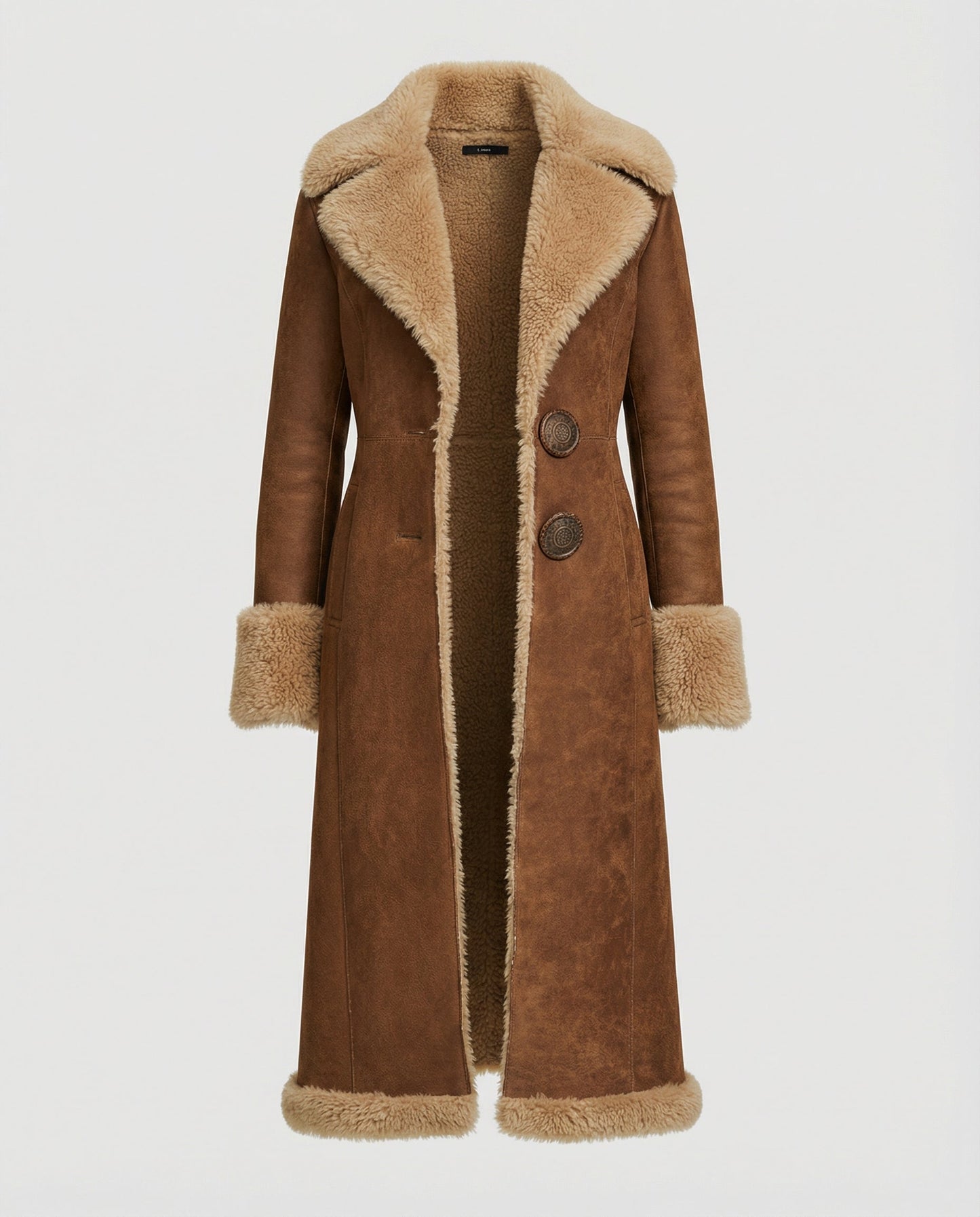 Damen Wildleder-Trenchcoat Elegantes Design Beige