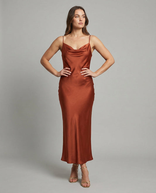 Damen Satin-Kleid Elegantes Abendkleid Schwarz - Eveloria