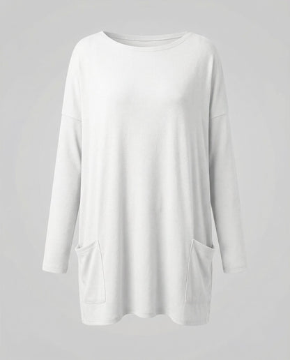 Damen Longpullover Lässig Baumwolle Beige