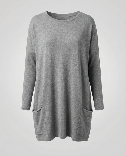 Damen Longpullover Lässig Baumwolle Beige