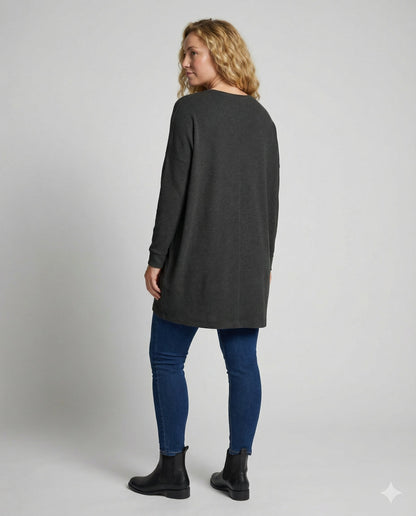 Damen Longpullover Lässig Baumwolle Beige