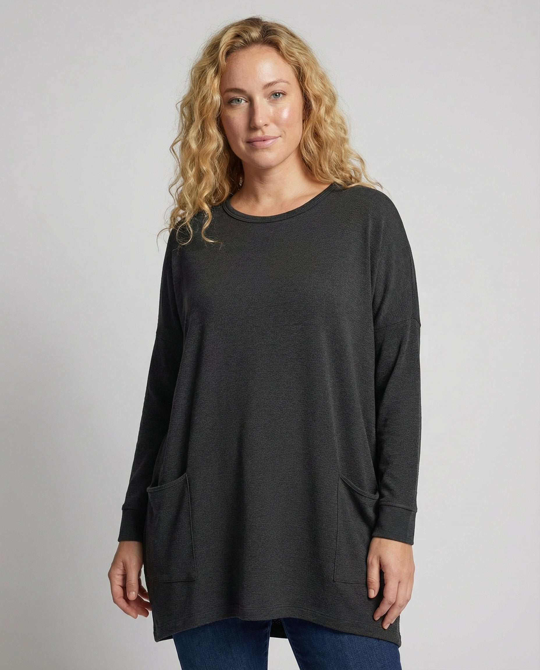 Damen Longpullover Lässig Baumwolle Beige - Eveloria