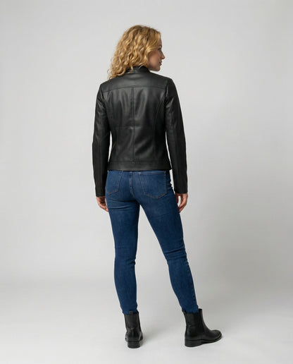 Damen Lederjacke Elegantes Design