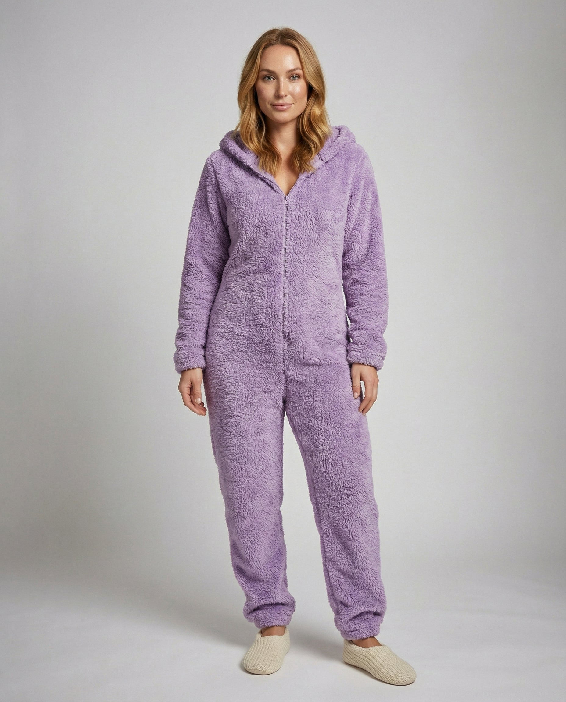 Damen Teddyfleece-Overall mit Kapuze - Eveloria
