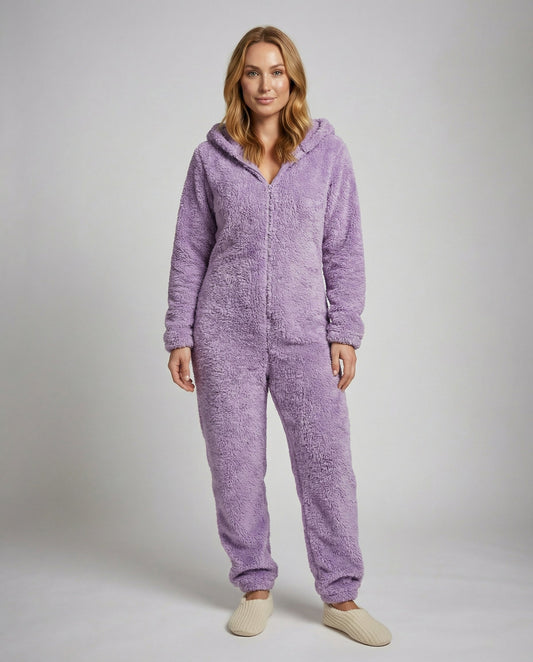 Damen Teddyfleece-Overall mit Kapuze - Eveloria