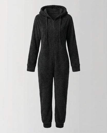 Damen Teddyfleece-Overall mit Kapuze