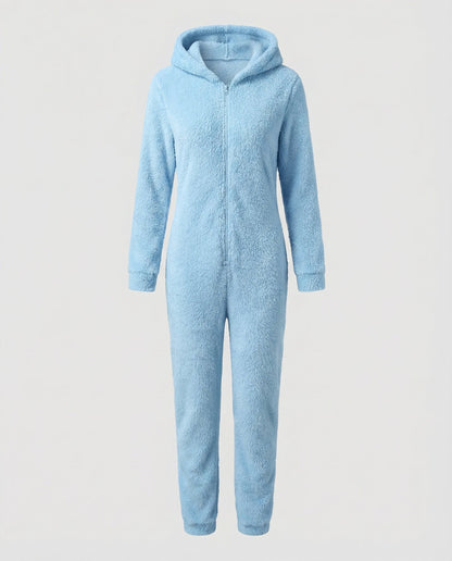 Damen Teddyfleece-Overall mit Kapuze