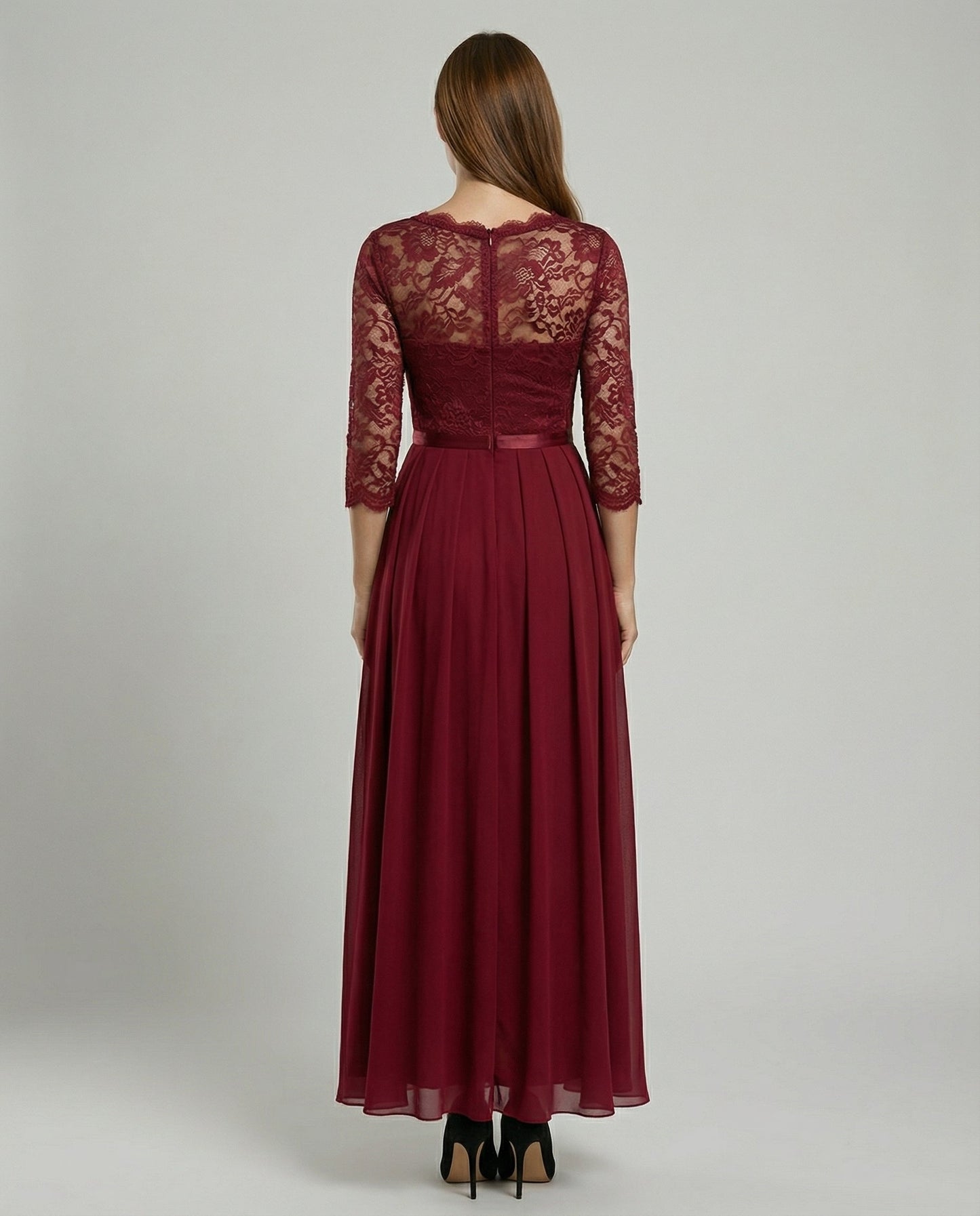 Elegantes Damen Brautjungfernkleid Spitze Weiße Abendkleid
