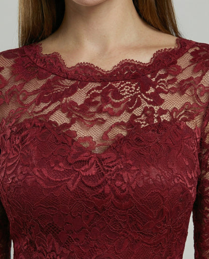 Elegantes Damen Brautjungfernkleid Spitze Weiße Abendkleid