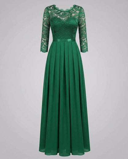Elegantes Damen Brautjungfernkleid Spitze Weiße Abendkleid