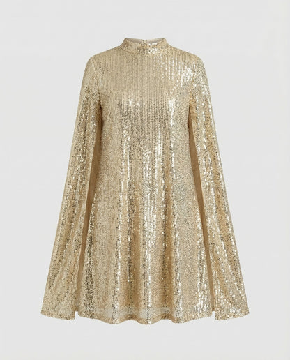 Elegantes Damencape Paillettenkleid
