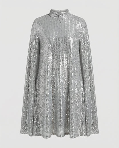 Elegantes Damencape Paillettenkleid