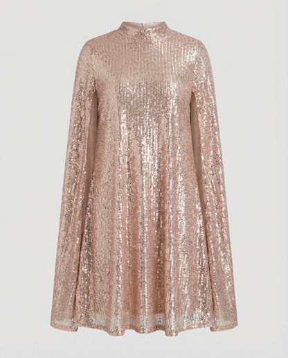 Elegantes Damencape Paillettenkleid