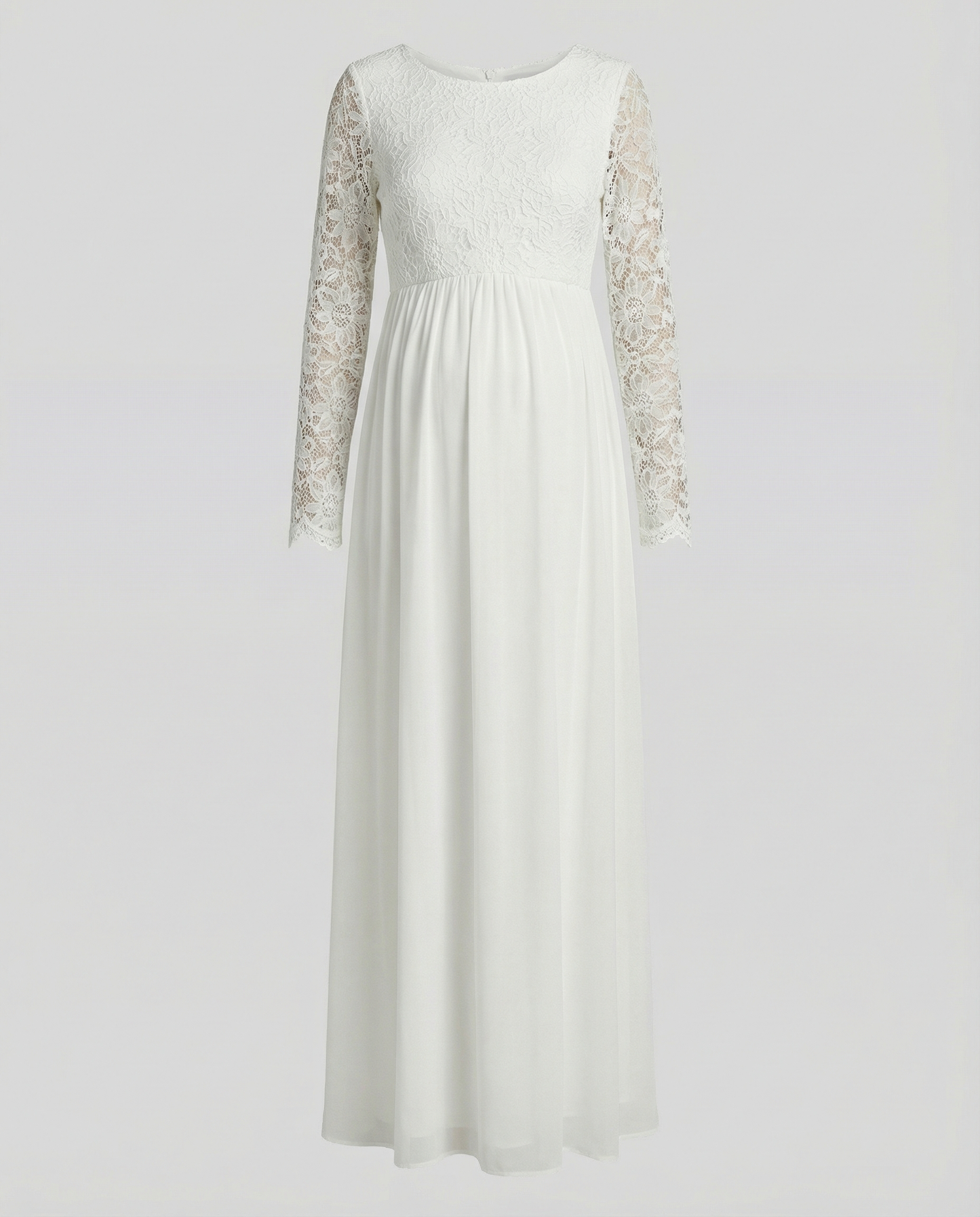 Eveloria Damen Abendkleid Spitze Chiffon Rundhals Lange Ärmel