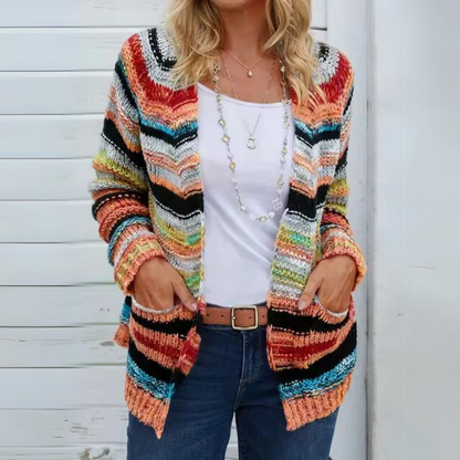 Eveloria Damen Cardigan Regenbogenstreifen