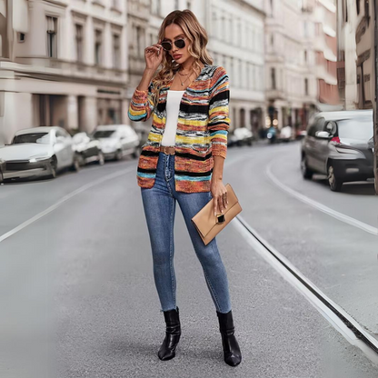 Eveloria Damen Cardigan Regenbogenstreifen - Eveloria