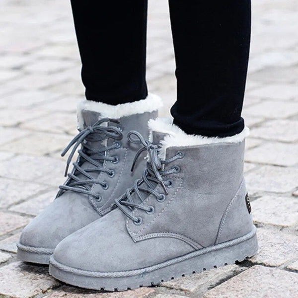Damen Schnürstiefeletten Warmfutter Rutschfeste Sohle