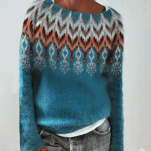 Damen Winterpullover Nordisches Muster Weihnachtsdesign