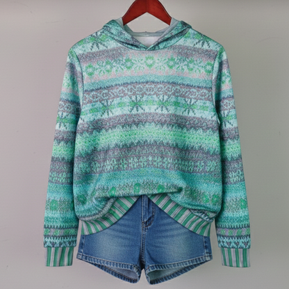 Damen Hoodie Gemustert Komfortabel Grau