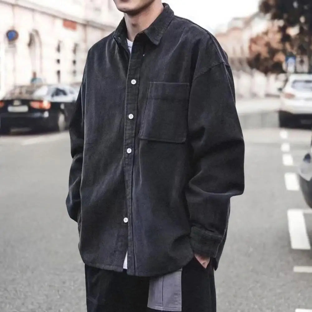 Eveloria Herren Corduroy Langarmhemd