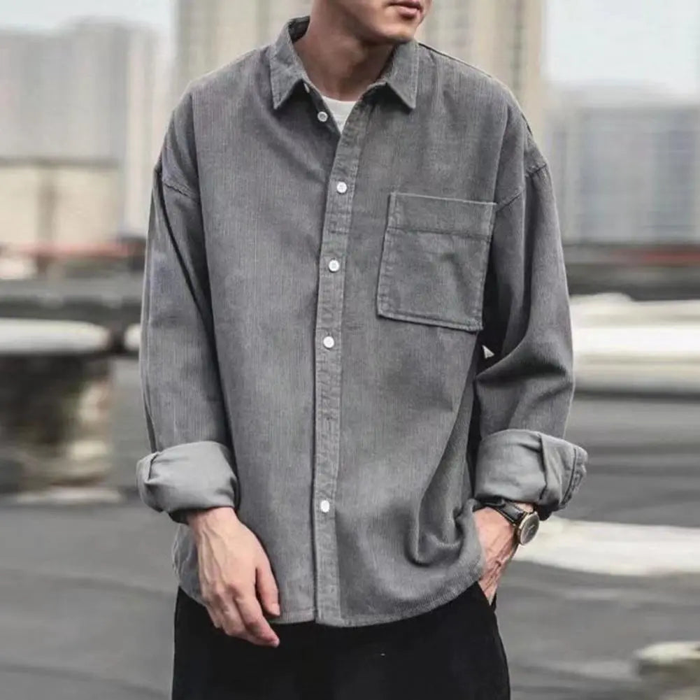 Eveloria Herren Corduroy Langarmhemd
